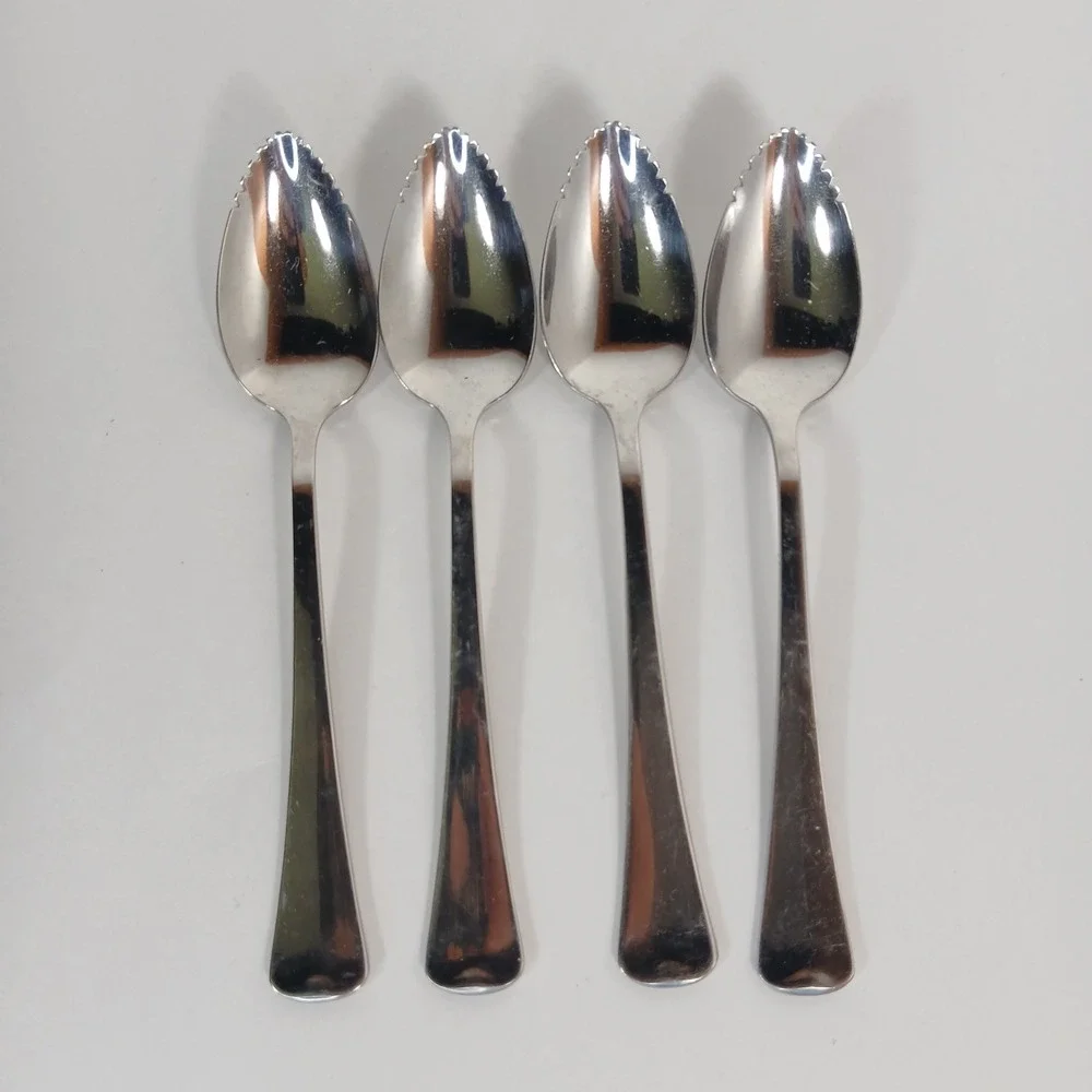 Oneida * AMERICAN ARTISTRY Glossy Stainless Flatware Grapefruit Spoon Lot Of 4